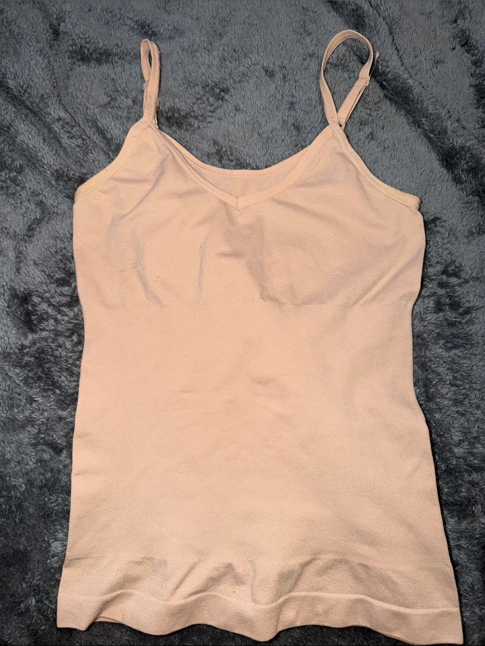 Women’s Nude Camisole Tank Top - Stretchy V-Neck Spaghetti Strap